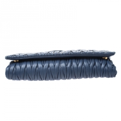 Miu Miu Blue Matelasse Leather Flap Shoulder Bag