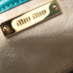 Pre Owned Miu Miu Blue Leather Medium Madras Tote