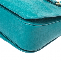Pre Owned Miu Miu Blue Leather Medium Madras Tote