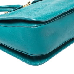 Pre Owned Miu Miu Blue Leather Medium Madras Tote