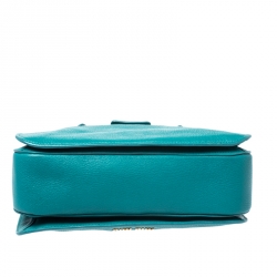 Pre Owned Miu Miu Blue Leather Medium Madras Tote
