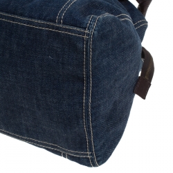 Miu Miu Blue/Brown Denim and Leather Satchel