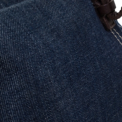 Miu Miu Blue/Brown Denim and Leather Satchel
