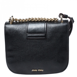 Miu Miu Black Leather Chain Shoulder Bag