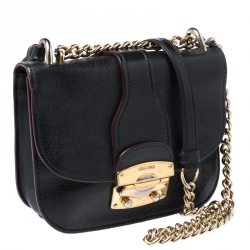 Miu Miu Black Leather Chain Shoulder Bag