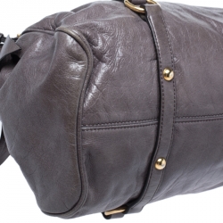 Pre Owned Miu Miu Dark Grey Vitello Lux Leather Bow Satchel