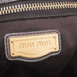 Pre Owned Miu Miu Dark Grey Vitello Lux Leather Bow Satchel