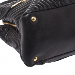 Pre Owned حقيبة يد ميو ميو بيكر جلد مبطنة سوداء