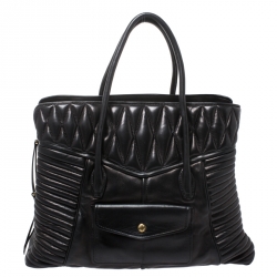 Pre Owned حقيبة يد ميو ميو بيكر جلد مبطنة سوداء