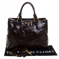 Miu Miu Brown Vitello Lux Leather Tote