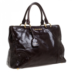 Miu Miu Brown Vitello Lux Leather Tote