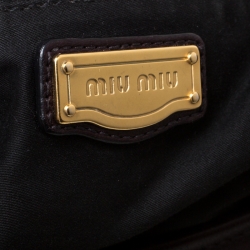 Pre Owned Miu Miu Dark Burgundy Matelasse Leather Coffer Hobo