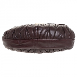 Pre Owned Miu Miu Dark Burgundy Matelasse Leather Coffer Hobo