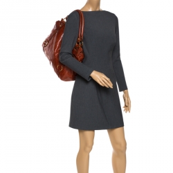 Pre Owned Miu Miu Copper Vitello Lux Leather Hobo