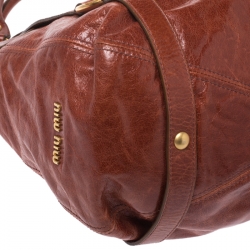 Pre Owned Miu Miu Copper Vitello Lux Leather Hobo