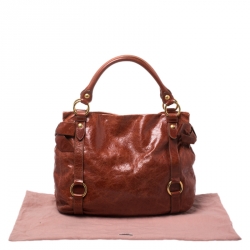 Pre Owned Miu Miu Copper Vitello Lux Leather Hobo