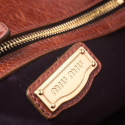 Pre Owned Miu Miu Copper Vitello Lux Leather Hobo