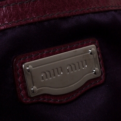 Miu Miu Maroon Crinkled Leather Pleated Tote