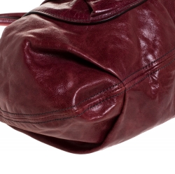 Miu Miu Maroon Crinkled Leather Pleated Tote