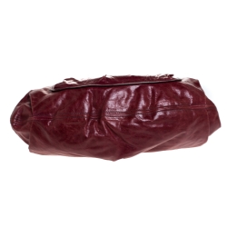 Miu Miu Maroon Crinkled Leather Pleated Tote