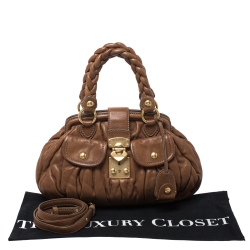 Miu Miu Brown Matelasse Leather Coffer Satchel