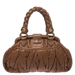 Miu Miu Brown Matelasse Leather Coffer Satchel