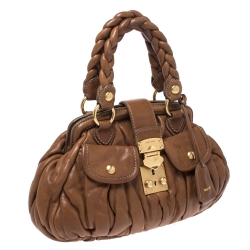 Miu Miu Brown Matelasse Leather Coffer Satchel