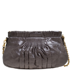 Pre Owned Miu Miu Grey Matelasse Leather Shoulder Bag