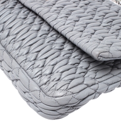 Miu Miu Grey Matelasse Nappa Leather Crystal Shoulder Bag