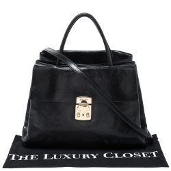 Miu Miu Black Glossy Leather Top Handle Bag