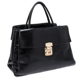 Miu Miu Black Glossy Leather Top Handle Bag
