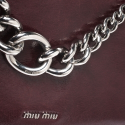 Pre Owned Miu Miu Burgundy Cracked Leather Medium Club Shoulder Bag