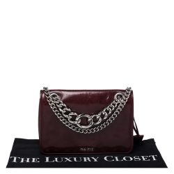 Pre Owned Miu Miu Burgundy Cracked Leather Medium Club Shoulder Bag