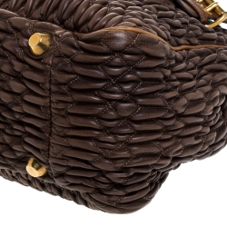 Miu Miu Brown Matelasse Leather Tote