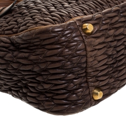 Miu Miu Brown Matelasse Leather Tote