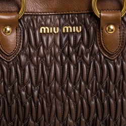 Miu Miu Brown Matelasse Leather Tote