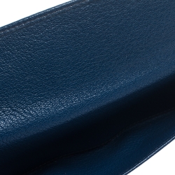 Pre Owned Miu Miu Blue Leather Madras Flap Wallet