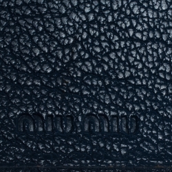 Pre Owned Miu Miu Blue Leather Madras Flap Wallet