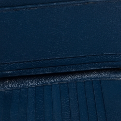 Pre Owned Miu Miu Blue Leather Madras Flap Wallet