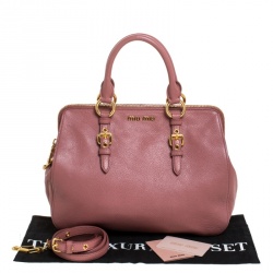 Miu Miu Old Rose Pink Madras Leather Doctor Bag