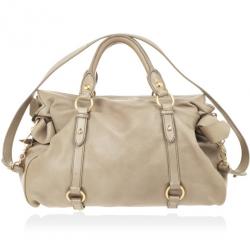 مملوكة مسبقًا Miu Miu Beige Leather Bow Leather Tote