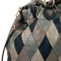 Pre Owned Miu Miu Quilted Leather Harlequin Hobo