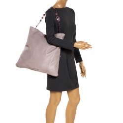 Pre Owned Miu Miu Pink Leather Oversize Crystal Clutch