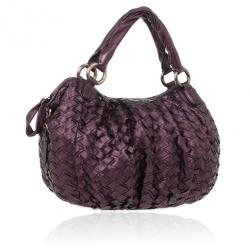 Pre Owned Miu Miu Metallic Purple Woven Leather Hobo Bag