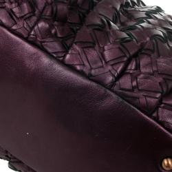 Pre Owned Miu Miu Metallic Purple Woven Leather Hobo Bag