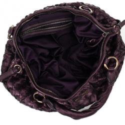 Pre Owned Miu Miu Metallic Purple Woven Leather Hobo Bag