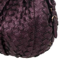 Pre Owned Miu Miu Metallic Purple Woven Leather Hobo Bag