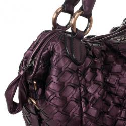 Pre Owned Miu Miu Metallic Purple Woven Leather Hobo Bag