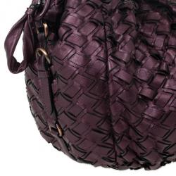 Pre Owned Miu Miu Metallic Purple Woven Leather Hobo Bag