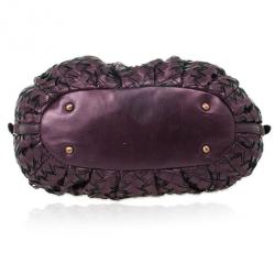 Pre Owned Miu Miu Metallic Purple Woven Leather Hobo Bag